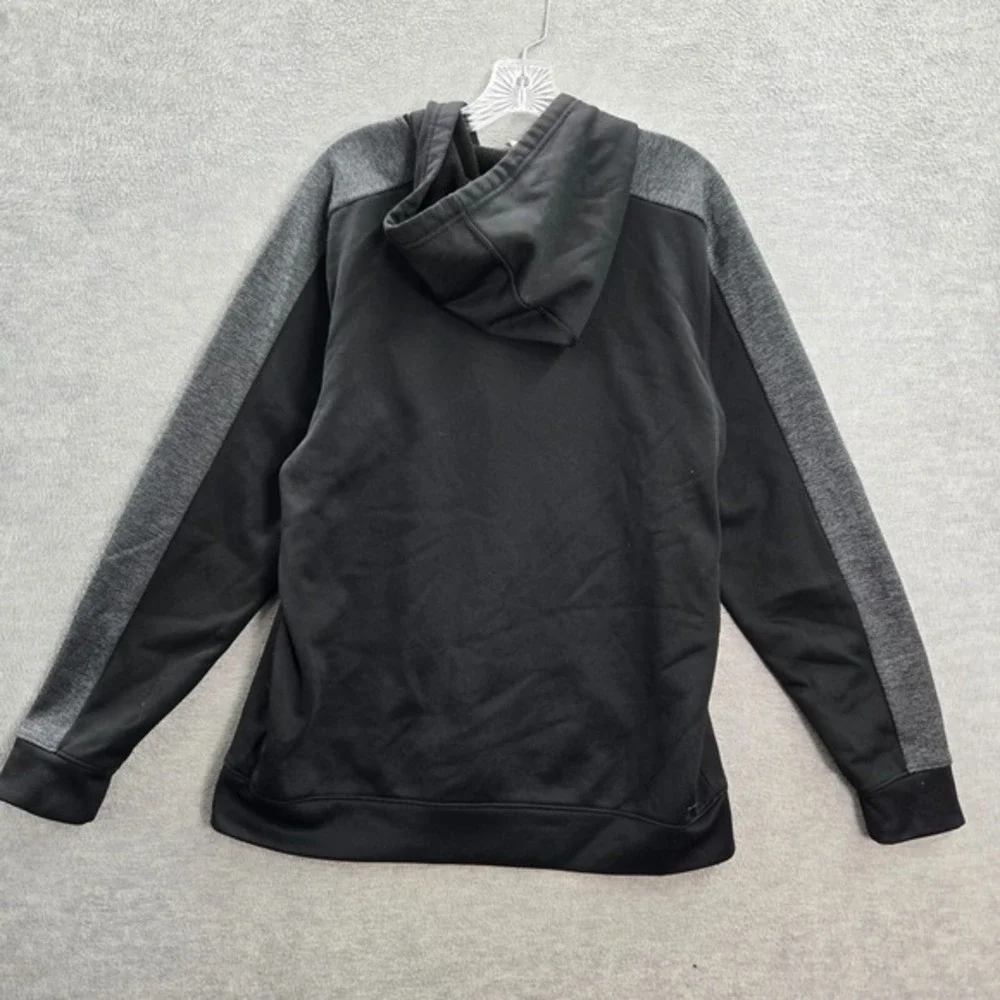 Adidas Men Sweatshirt Large Black‎ Colorblock Hoodie Fleece Logo Drawstring